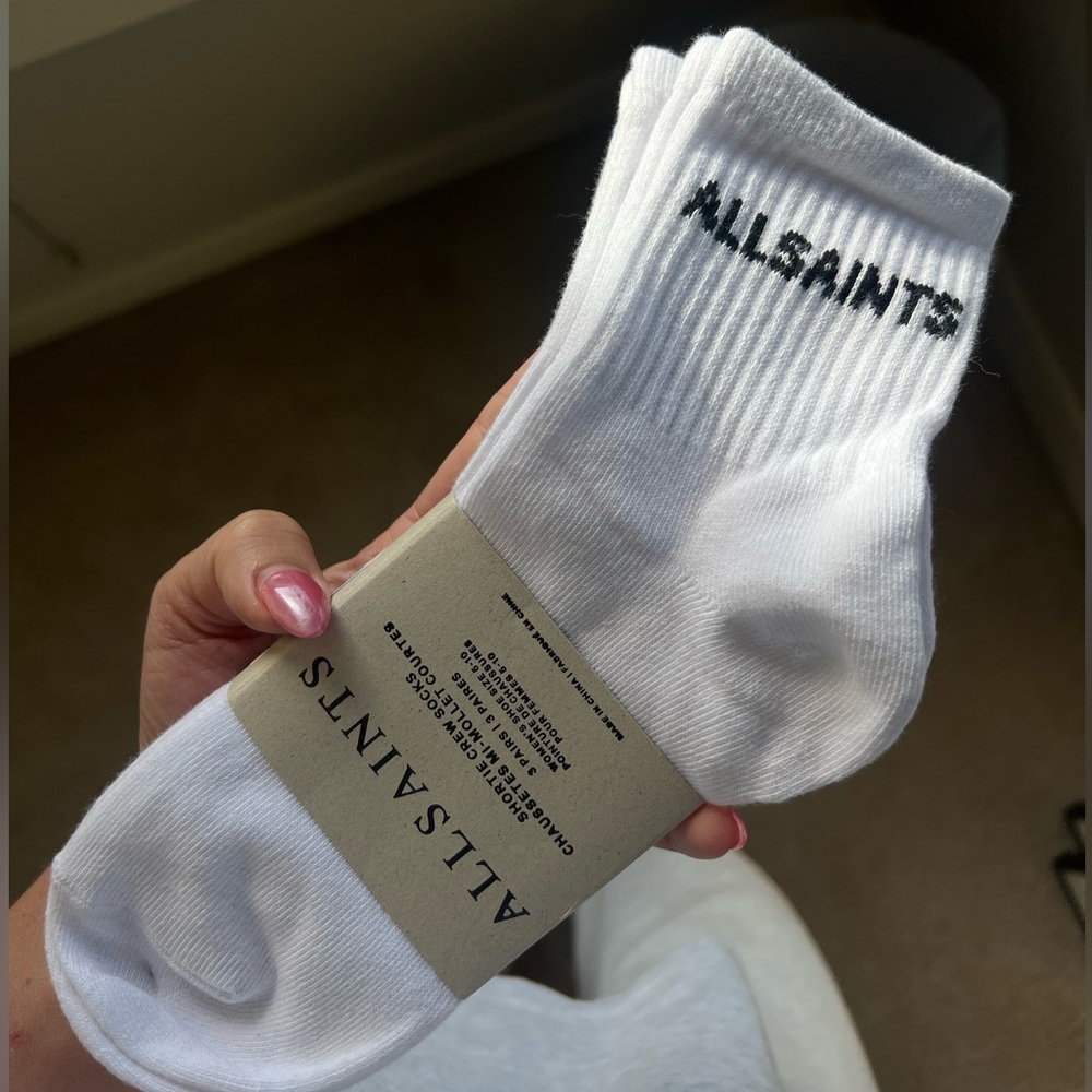 3 Pack All Saints Shortie Crew Socks Set in white